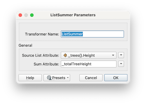 ListSummer parameters
