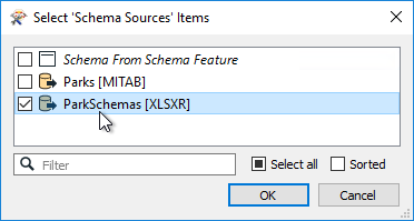 Selecting schema sources