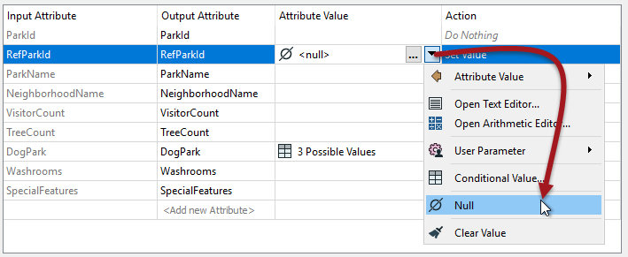 Setting a null value in the AttributeManager.