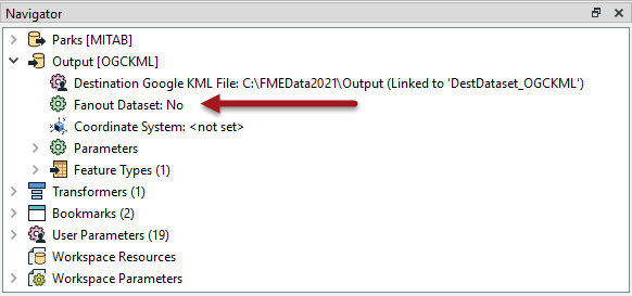 Fanout Dataset parameter in the Navigator