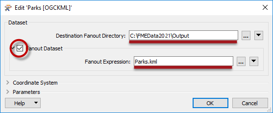 Dataset fanout dialog