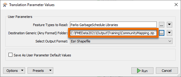 Checking the output path