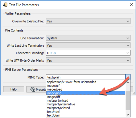 Selecting the MIME Type