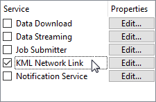 Selecting the KML Network Link service