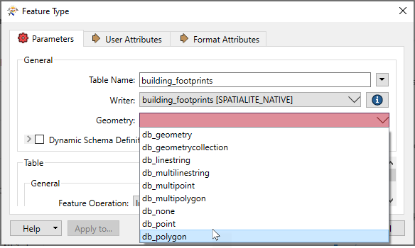 Setting geometry on writer feature type