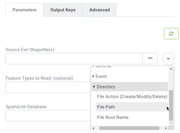Select File Path parameter