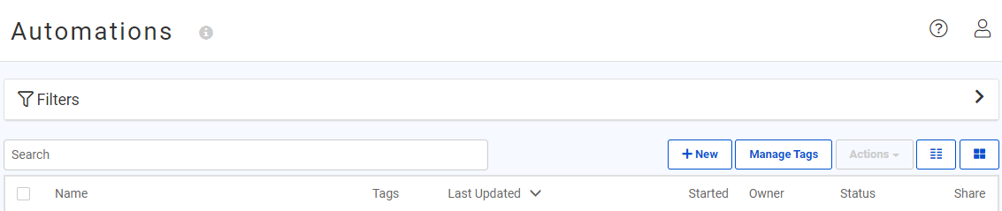 Viewing list of Automations