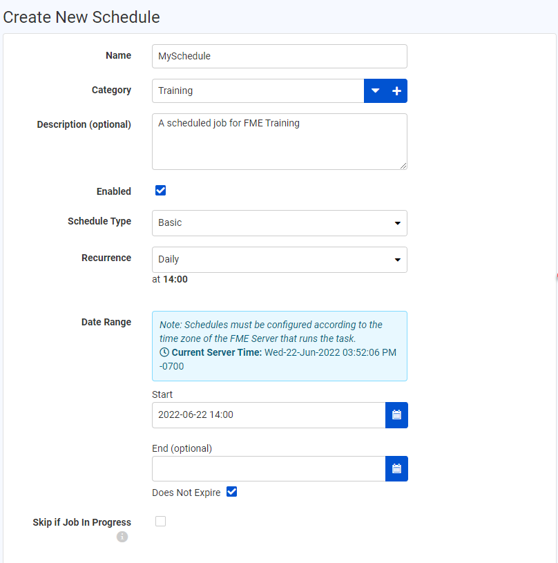 Creating a schedule