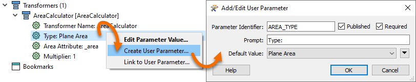 Creating a User Parameter from an FME parameter