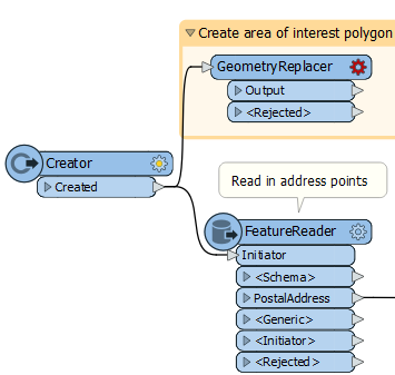 Adding a GeometryReplacer to create features from the Geometry published parameter