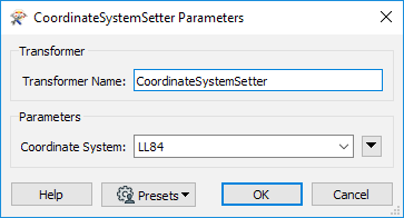 CoordinateSystemSetter parameters