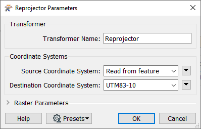 Reprojector parameters