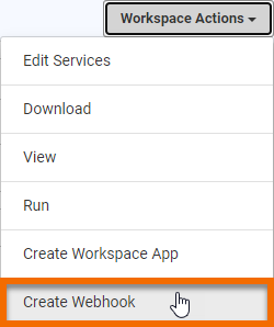 Create Webhook menu option
