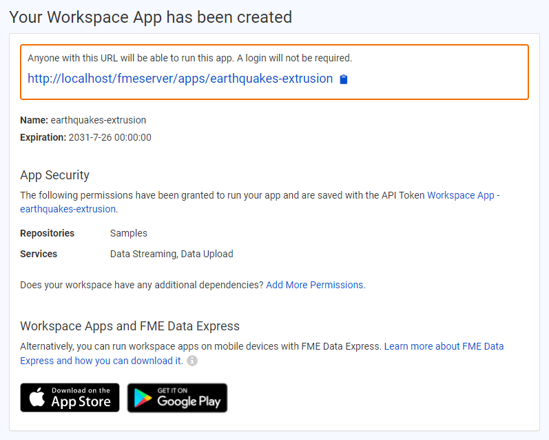 Workspace App created page