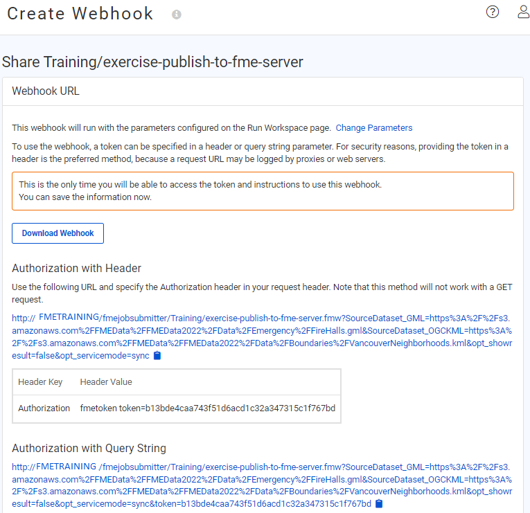 Share Webhook page