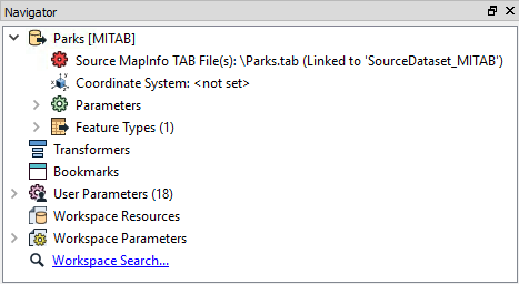 Navigator after using an FME Server parameter in a path