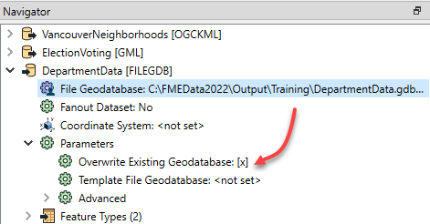 Enable Overwrite Existing Geodatabase