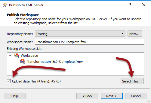 Uploading data with a workspace