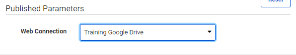 Selecting a Web Connection parameter