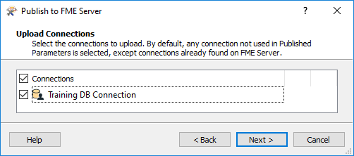 Publishing a database connection to FME Server