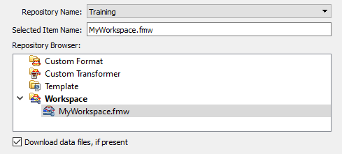 Downloading a workspace from FME Workbench