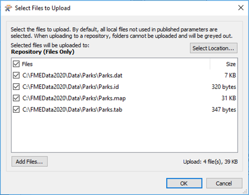 Selecting files to upload