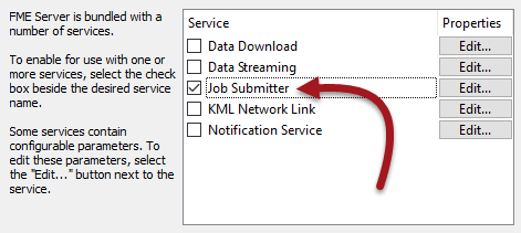 Choosing the Job Submitter service