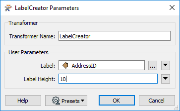 Custom transformer user attributes become parameters in the main workspace