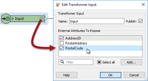 Exposing an input attribute in a custom transformer