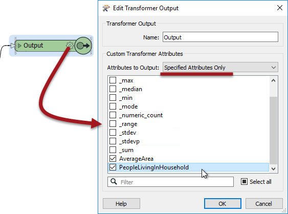 Exposing an output attribute in a custom transformer
