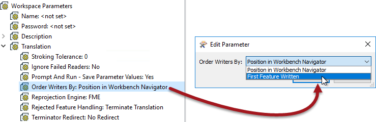 Changing workspace parameter Order Writers By