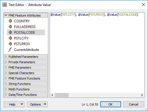 FME Feature Attributes in the Text Editor