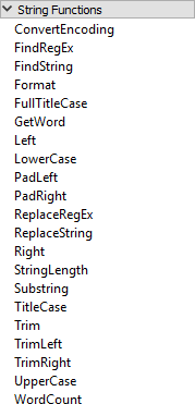 A partial list of string functions