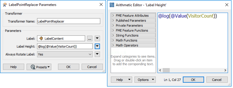 Setting Label Height to use a mathematical expression