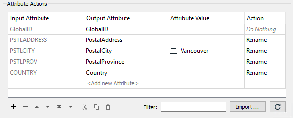 An example of renaming attributes and providing a constant value