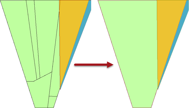 Example of results of using a Dissolver on geometry