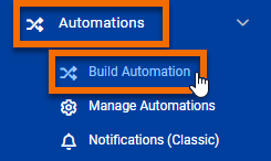 Build Automations menu option