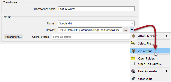 Zip output