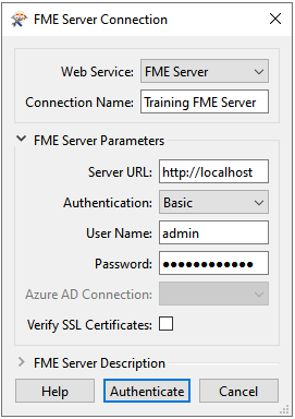 Training FME Server Web Connection