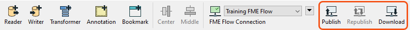 Publish to FME Flow toolbar icon in FME Workbench