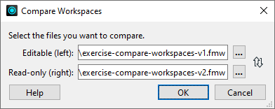 Compare Workspaces dialog filled out