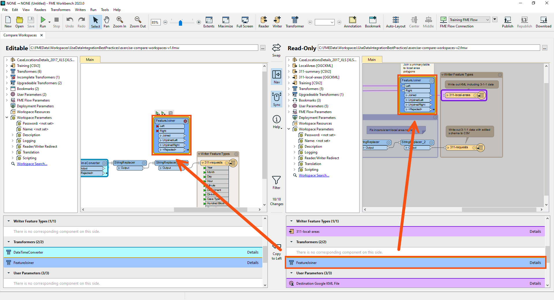 Finding a differences on both canvases