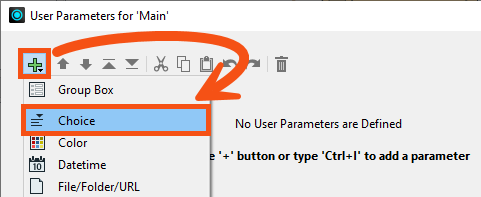 Adding a Choice user parameter