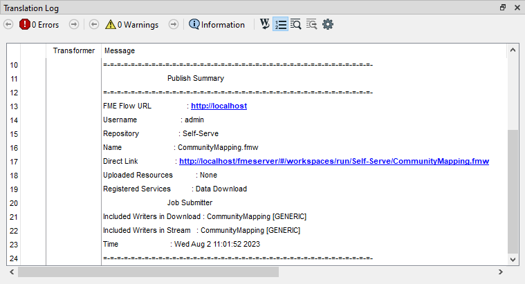 Viewing direct URL in the Translation Log