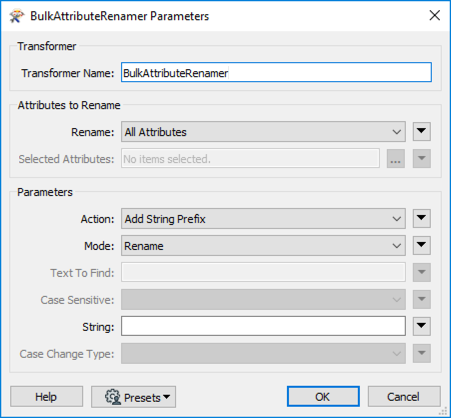 BulkAttributeRenamer parameters