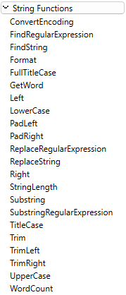 A partial list of string functions
