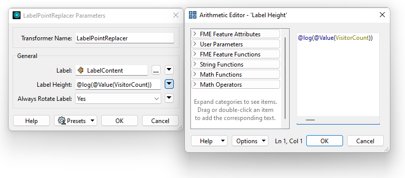 Setting Label Height to use a mathematical expression