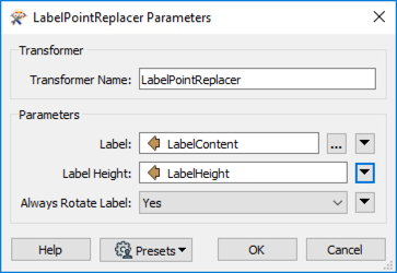 The parameters of the LabelPointReplacer