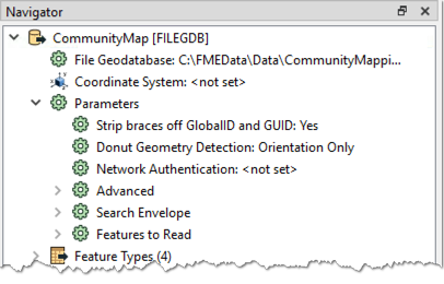 Reader parameters in the Navigator