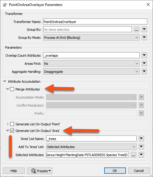 Don't Merge Attributes, Generate List on Area